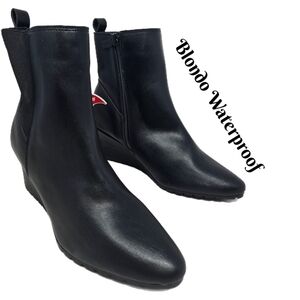 Blondo Waterproof Vivika Womens Boots Sz 8M Wedge Black Leather